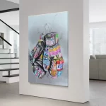 BOXING GLOVES Banksy Canvas Graffiti Wall ART, Colorful Gloves Print Sport Lover Ready to Hang Canvas Art for Game Room Décor